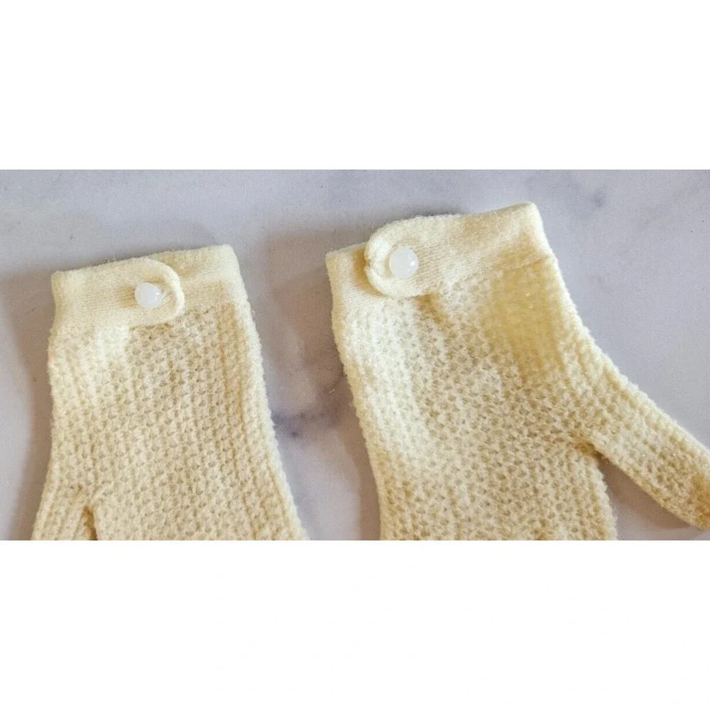 Vintage Kids Hand Gloves XS Cream Knit Full Finger 50s 60s Party Elegant‎ Retro